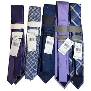 Lot of 5 Mens Designer Ties NWT Calvin Klein Tommy Hilfiger Michael Kors